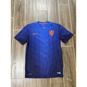 Nike Dri-Fit Netherlands 2014 Blue Away Football Jersey Mens Small 577963-471